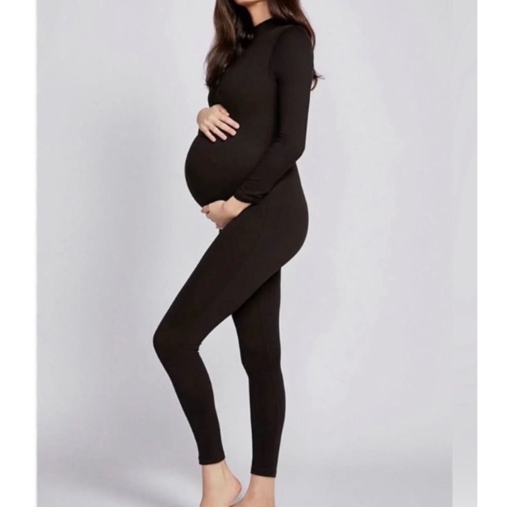 Bumpsuit‎ Gigi Maternity Jumpsuit in Black Long Sleeve Mock Neck - Small
